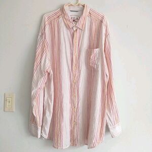 Tommy Bahama Relax Shirt Mens 2XB Pink Striped 100% Linen Button Down